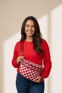 Women's Red Checkered Convertible Crossbody Belt Bag