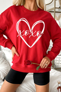 Women's Red Valentine's Heart Sketch Graphic Sweatshirt