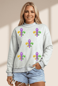 Women's Reversible Fleur De Lis Mock Neck Sweatshirt