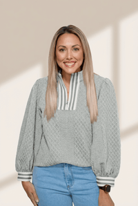 Women's Rhombus Knit Zip-Neck Pullover in Light Grey Heather