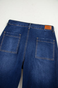 Women's Sail Blue High-Waisted Wide-Leg Jeans with Patch Pockets, blue, photo 11