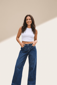 Women's Sail Blue High-Waisted Wide Leg Western Jeans