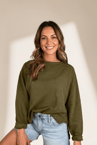 Women's Seagrass Ribbed Relaxed Long Sleeve Top