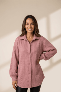 
Women's Sepia Rose Cable Knit Button-Down Shacket