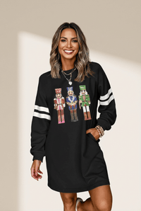 
Women's Sequin Nutcracker Graphic Varsity Sweatshirt Dress