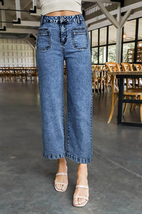 Women's Sky Blue High-Rise Patch Pocket Straight Leg Jeans, sky blue, photo 6