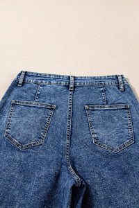 Women's Sky Blue High-Rise Patch Pocket Straight Leg Jeans, sky blue, photo 11