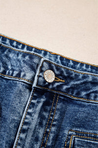 Women's Sky Blue High-Rise Patch Pocket Straight Leg Jeans, sky blue, photo 8