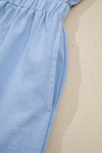 Sky Blue Mineral Wash Elastic Waist Tank Dress with Side Pockets