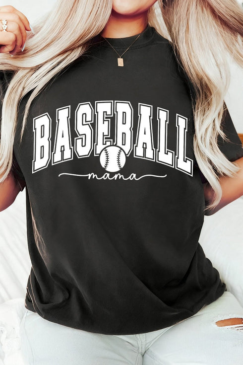 Women's Soft Cotton Black Game Day Baseball Mama Graphic Tee - Casual Fit for Sports Fans and Everyday Wear