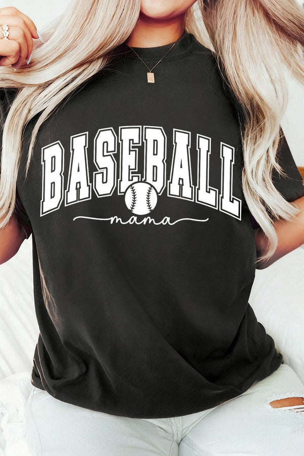 Women's Soft Cotton Black Game Day Baseball Mama Graphic Tee - Casual Fit for Sports Fans and Everyday Wear