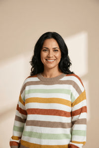 Women's Striped Crewneck Plus Size Oversized Knit Sweater