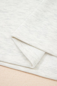 Light Grey Denim Patchwork Buttoned Polo Collar Long Sleeve Top