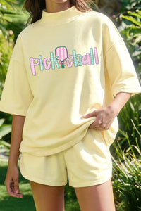 Women's Stylish Yellow Cream Mock Neck Athleisure Short Set - Comfortable Activewear for Pickleball and Everyday Wear