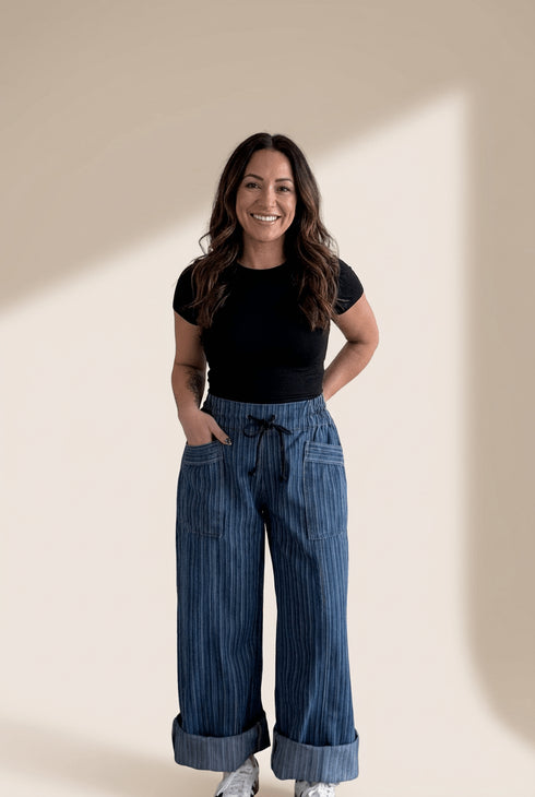 Women's Trendy High-Waisted Striped Jeans for Women - Stylish Casual Fit Denim Pants for Effortless Everyday Outfits