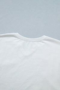 White Patriot Star Patched Notched Neck Mineral Washed Tee