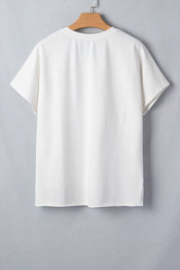 White Patriot Star Patched Notched Neck Mineral Washed Tee