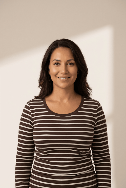 Women's Varsity Stripe Long Sleeve Cotton-Elastane Tee in Espresso