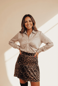 
Women's Velvet Leopard Print Tiered Mini Skirt with Elastic Waist