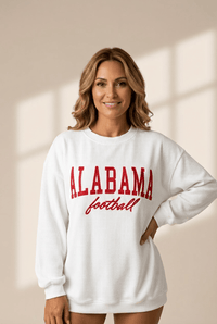 
Women's White Corded Alabama Football Ribbed Sweatshirt