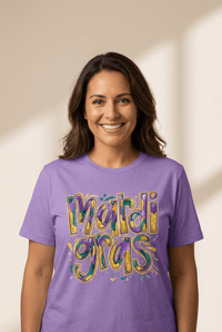 
Women's Wisteria Mardi Gras Graphic Tee: Cotton-Blend Casual Top