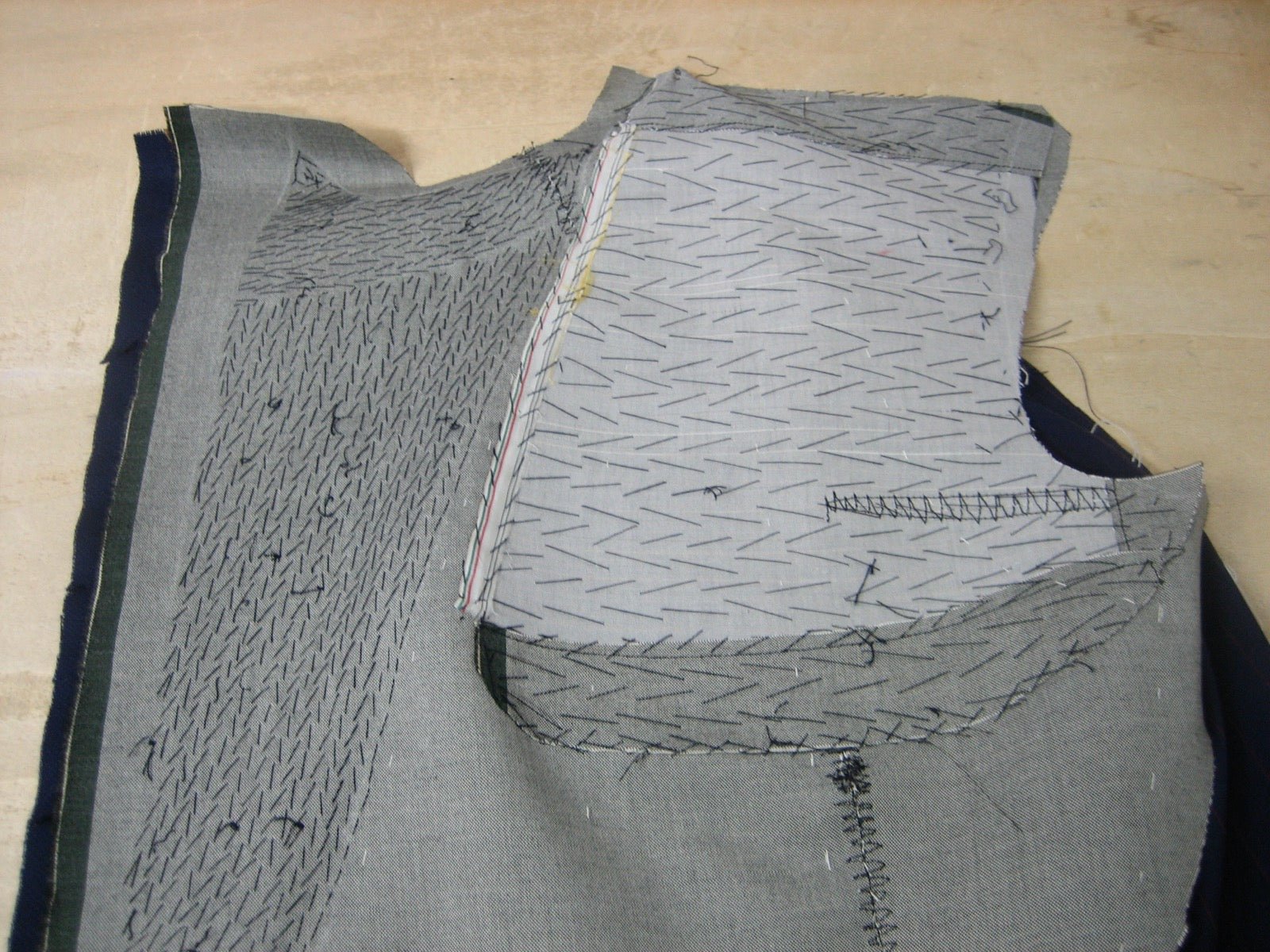 Horsehair canvas and chest canvas on tailored jacket interfacing.