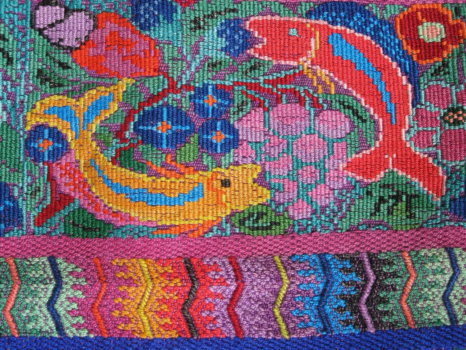 Huipil woven front panel with embroidery and stitching detail.