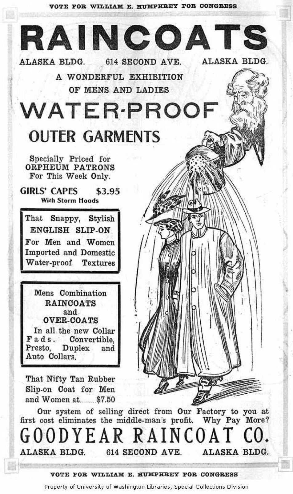 1910 menswear advertisement showing period coat and soft jazz-era collar lines.