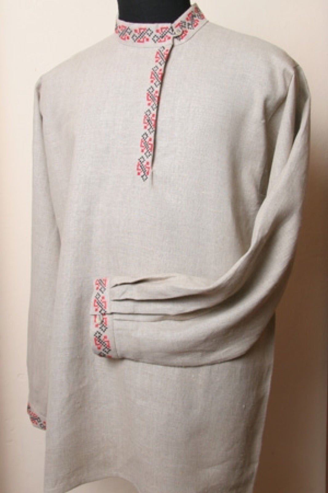 Kosovorotka silhouette side-buttoning Russian tunic.