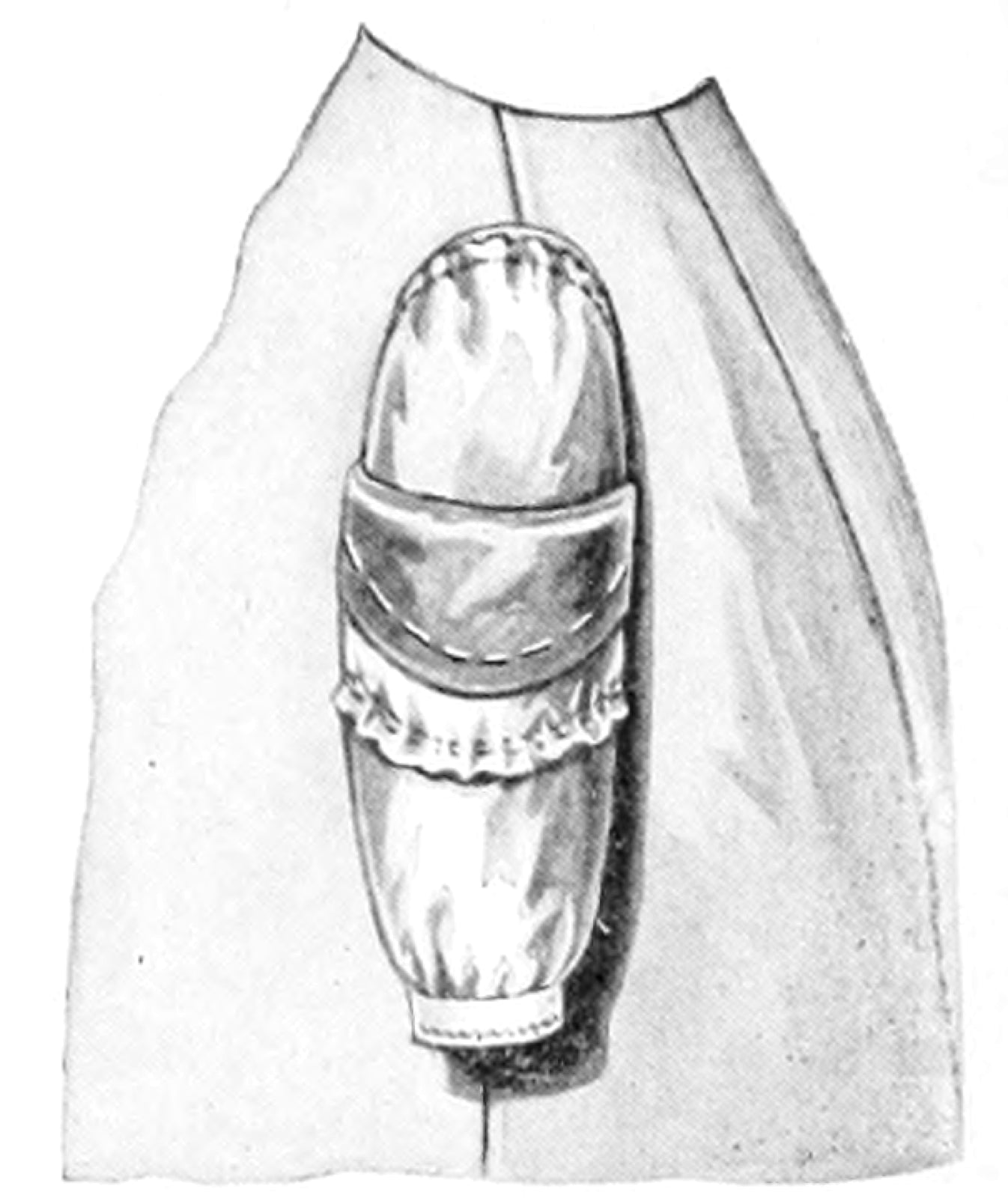 Partial sleeve lining detail on dress interior construction.