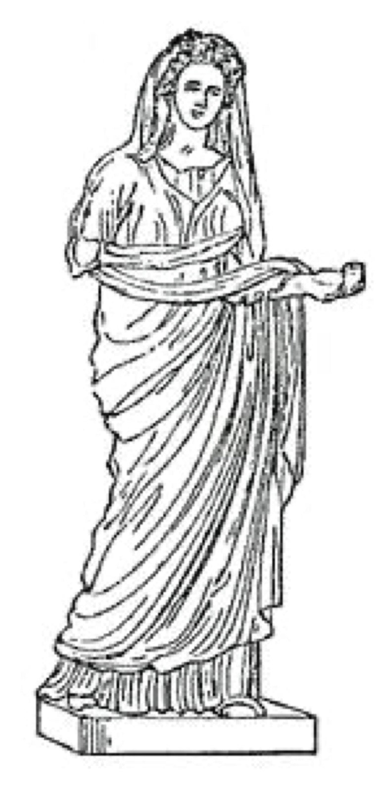 Stola silhouette draped Roman woman mantle dress.
