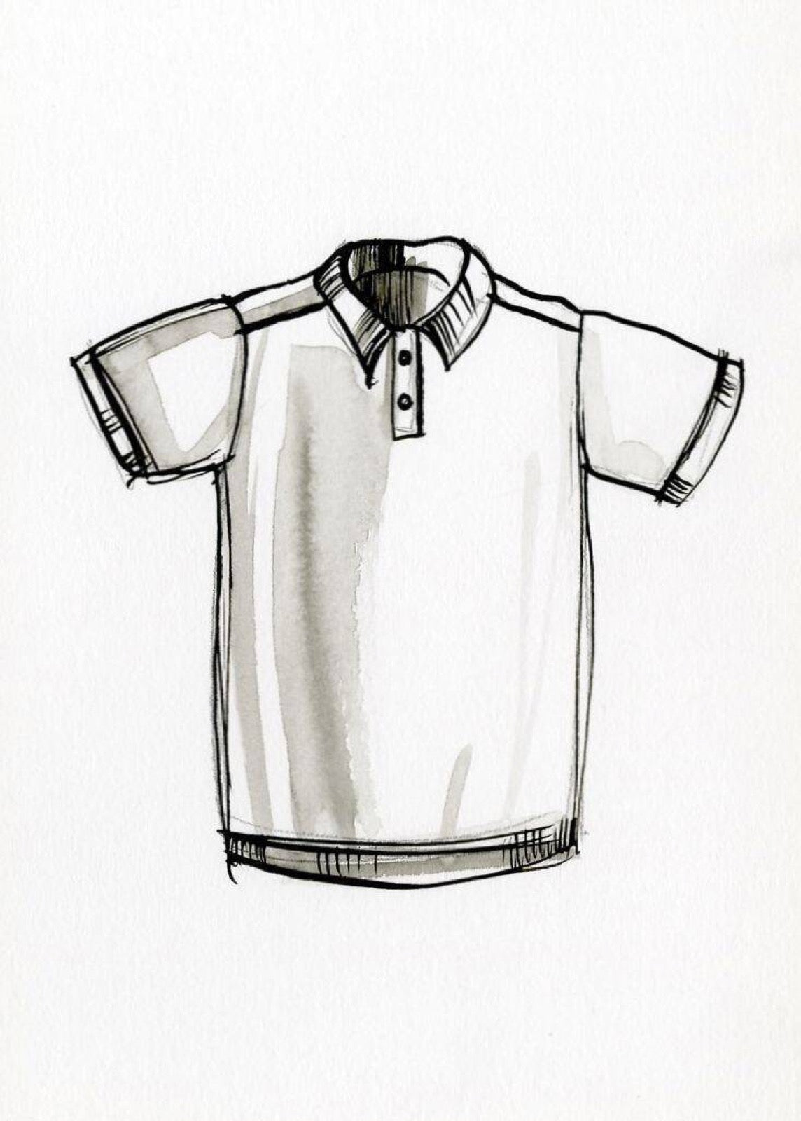 Polo shirt with ribbed knit collar and button placket.